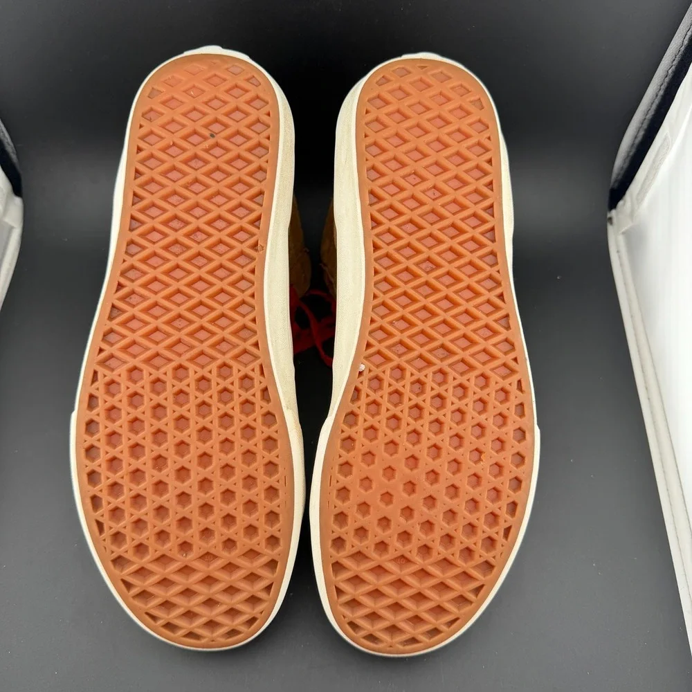Vans Sk8-Hi Unisex M7.5/W9 Skateboard Shoes Orange Brown Pig Suede Sneakers